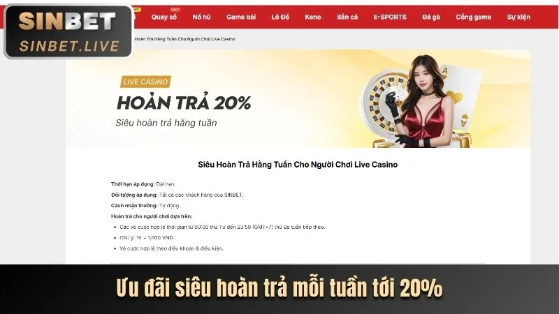 Hoàn trả hàng tuần FF168